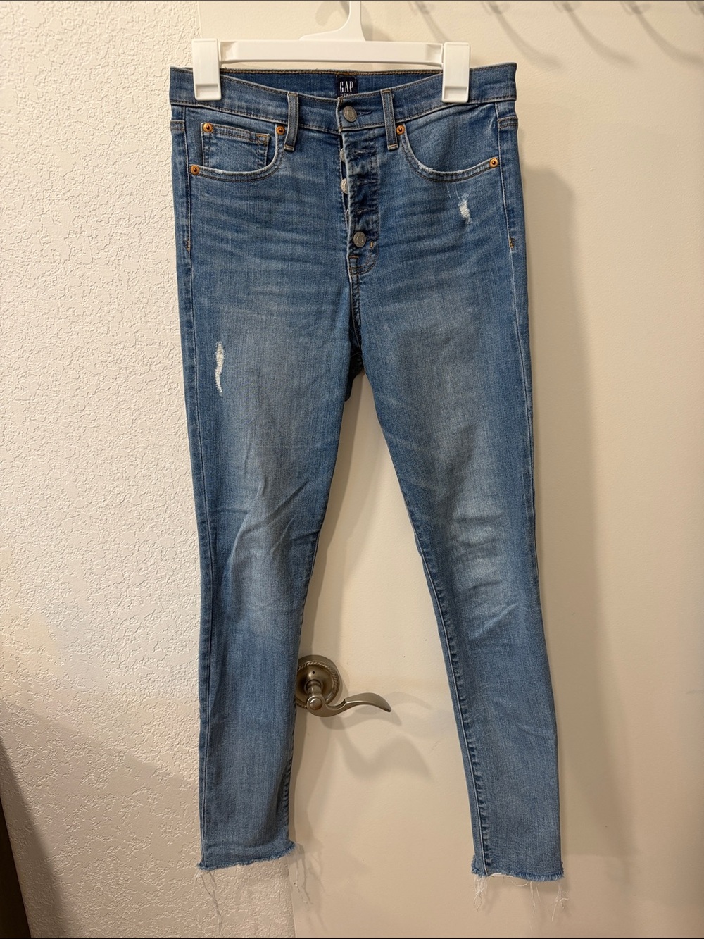 GAP Light Blue High-Rise Button-Fly Skinny Jeans